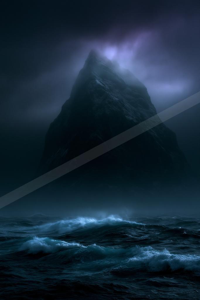 A dramatic water scene of ocean, storm.