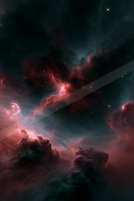 A dramatic sky scene of clouds, starry sky, storm.