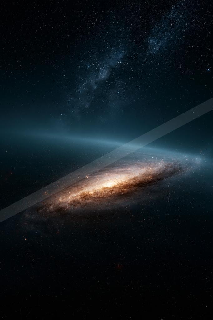 A stunning spiral galaxy dominates the foreground against a star-filled cosmic backdrop.