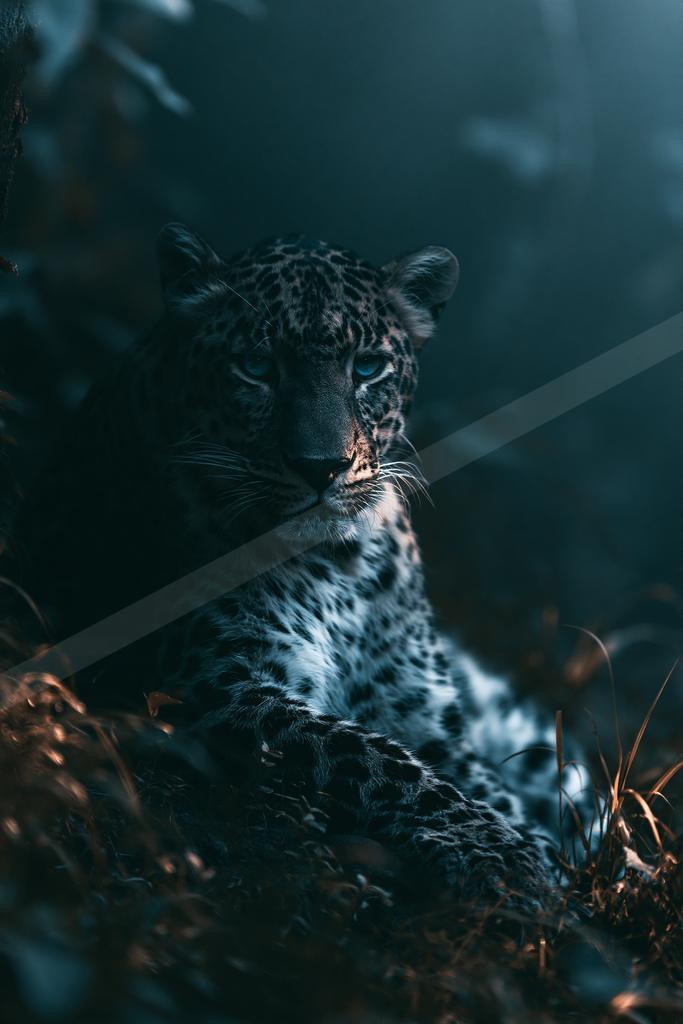 A night wildlife photo of big cat.
