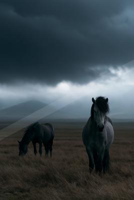 A brown-toned moody photograph of sorrel, zebra, volcano.