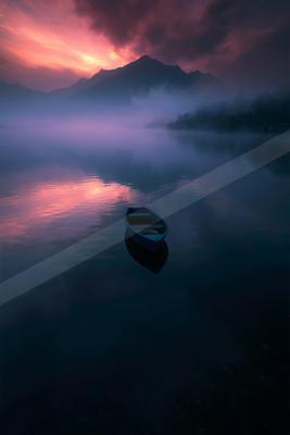 A serene water scene of lake.
