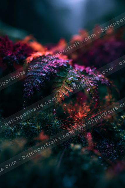 An ethereal soft focus nature scene of a moss, reflection.