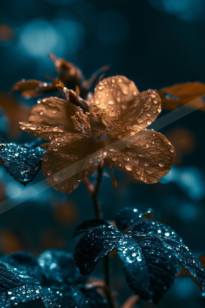 A night macro nature scene of flowers.