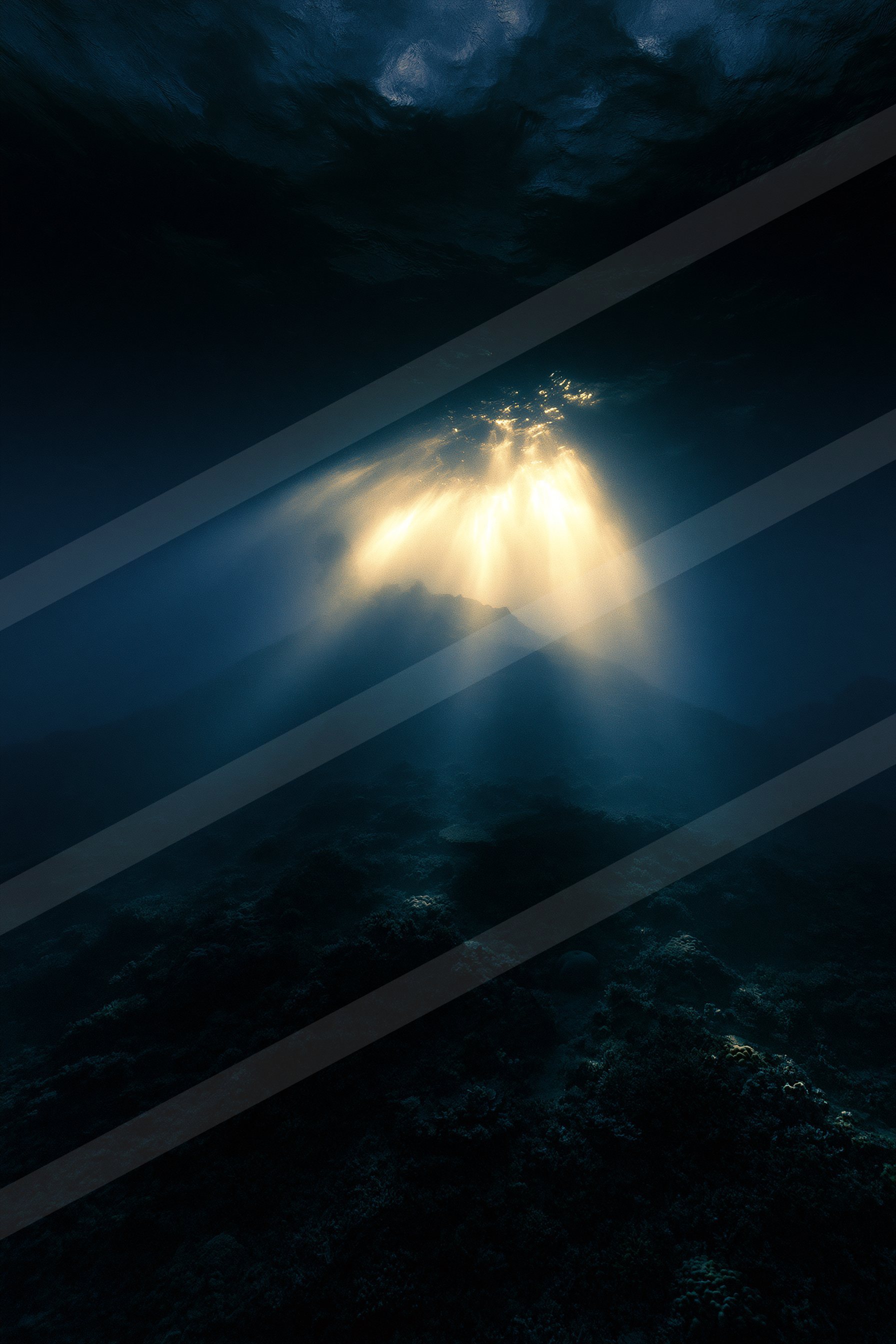 An ethereal water scene of an underwater, dust.