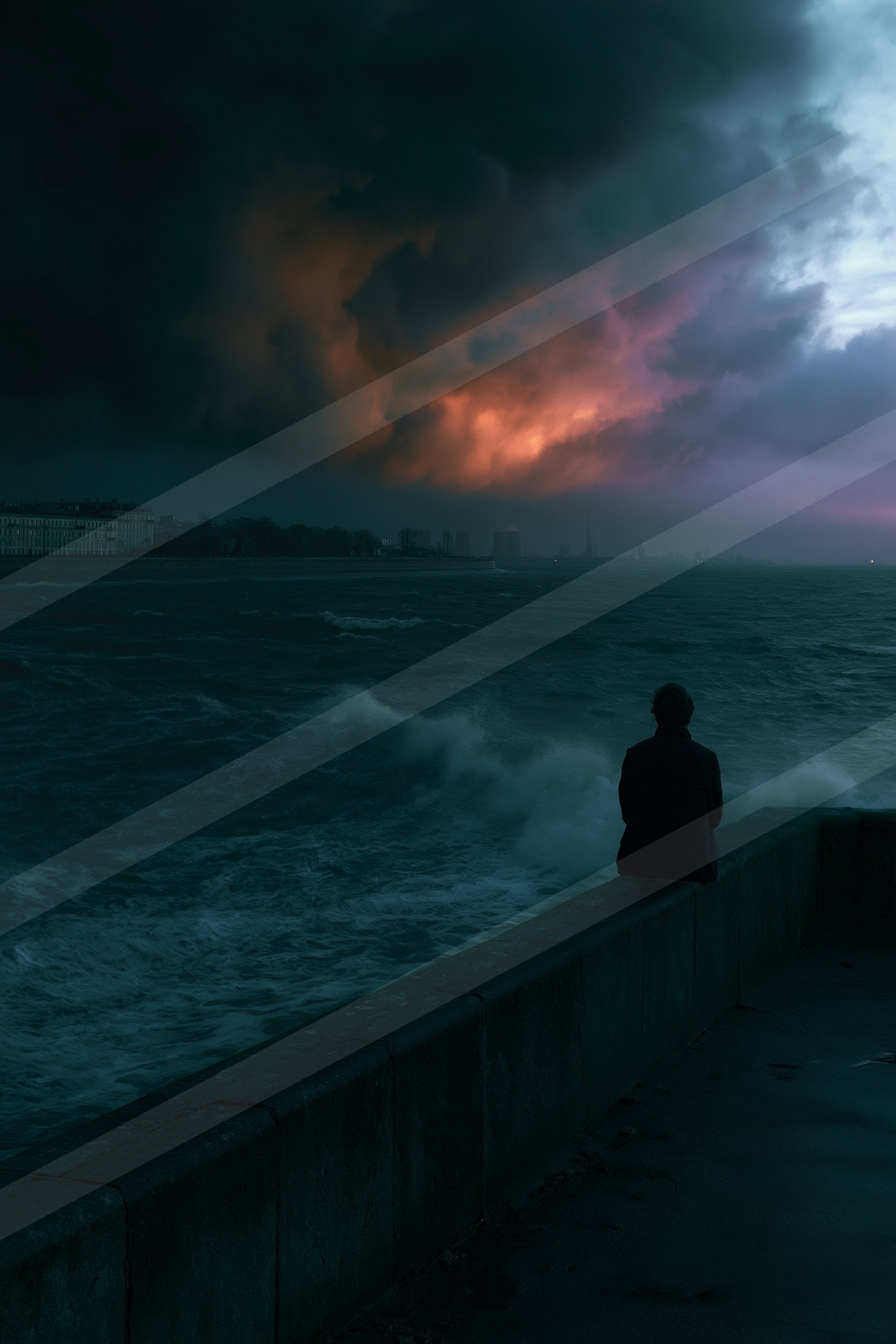 A dramatic sky scene of a storm, silhouette.