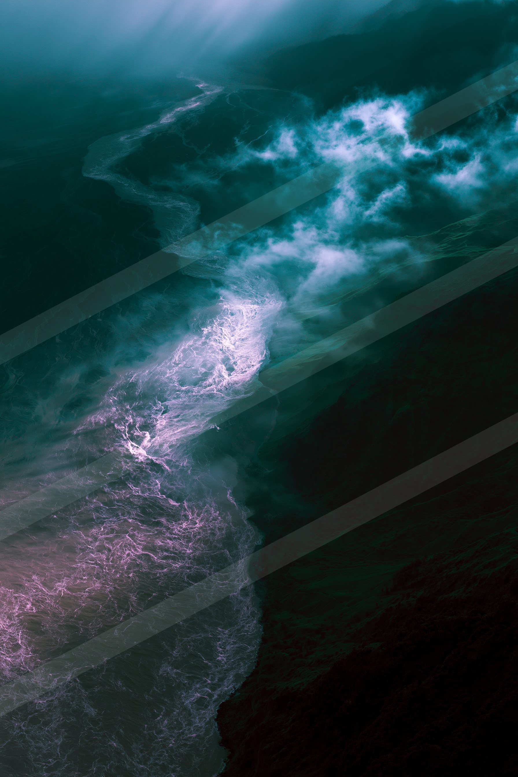 An ethereal long exposure water scene of an ocean, sand.