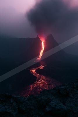 A moody landscape of mountains.