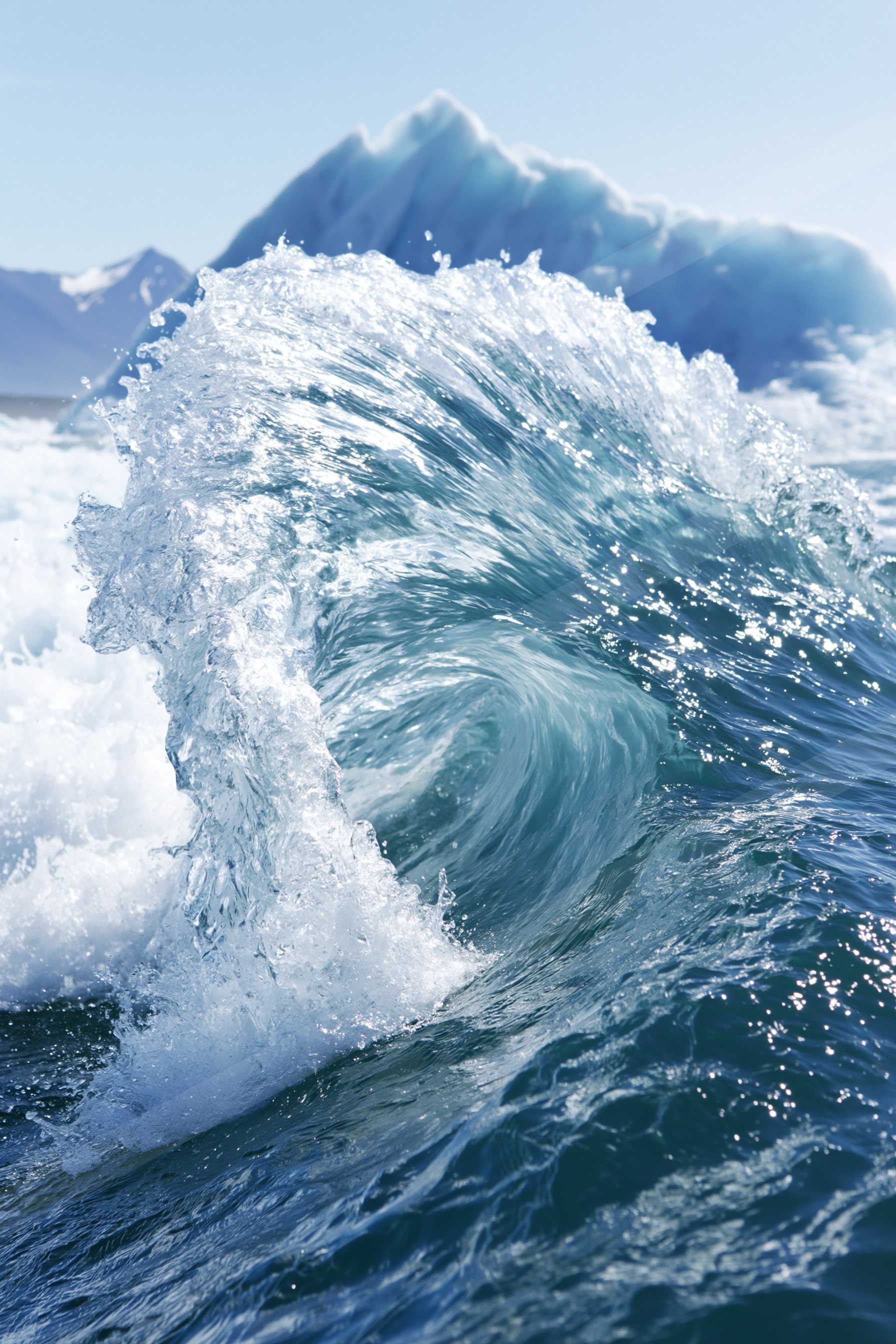 An ethereal water scene of an ocean waves, ripples.