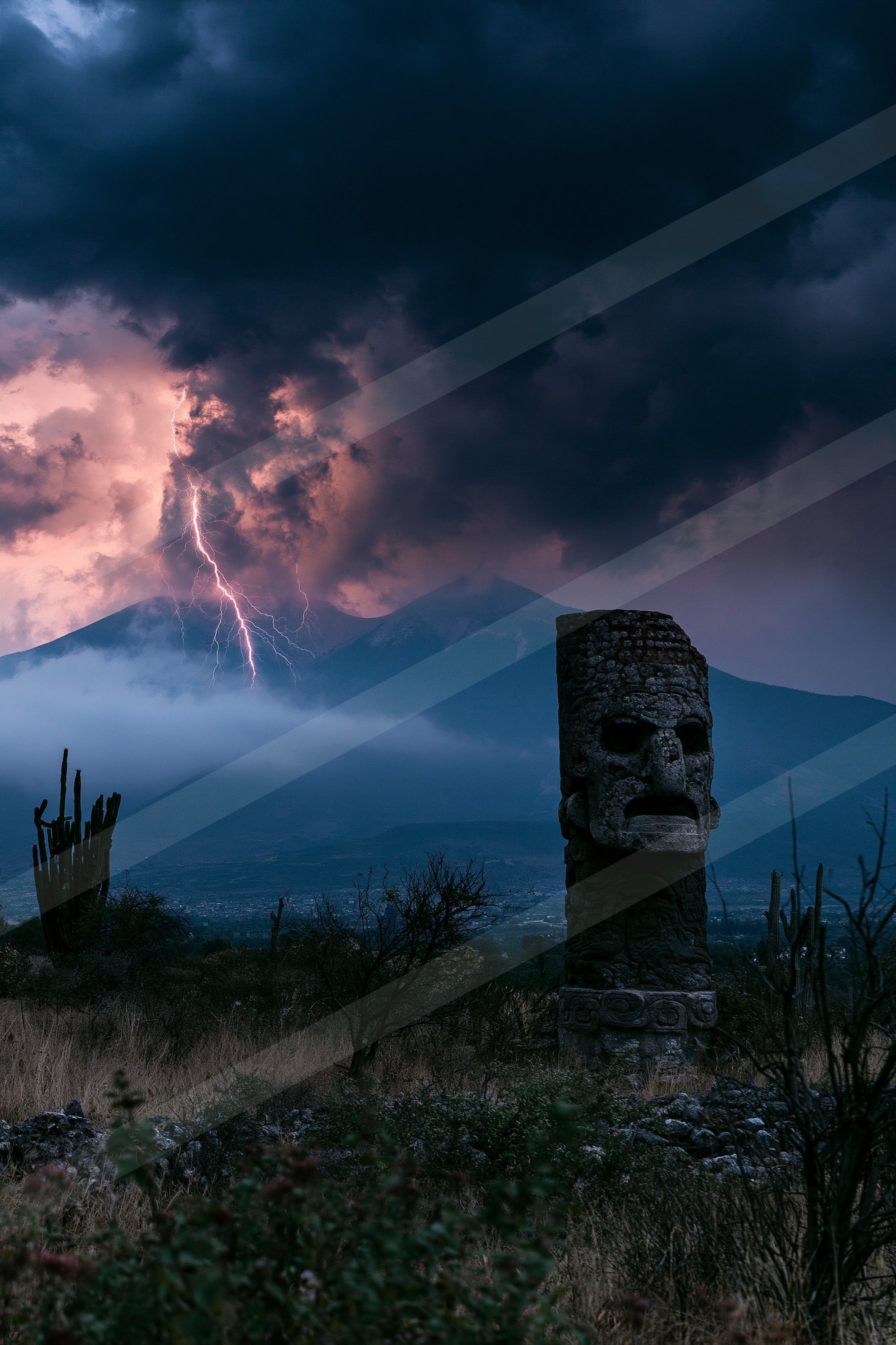 A mysterious sky scene of a lightning.