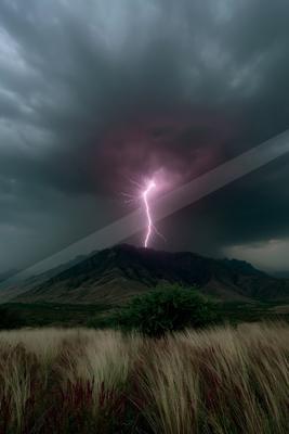A dramatic sky scene of a lightning.