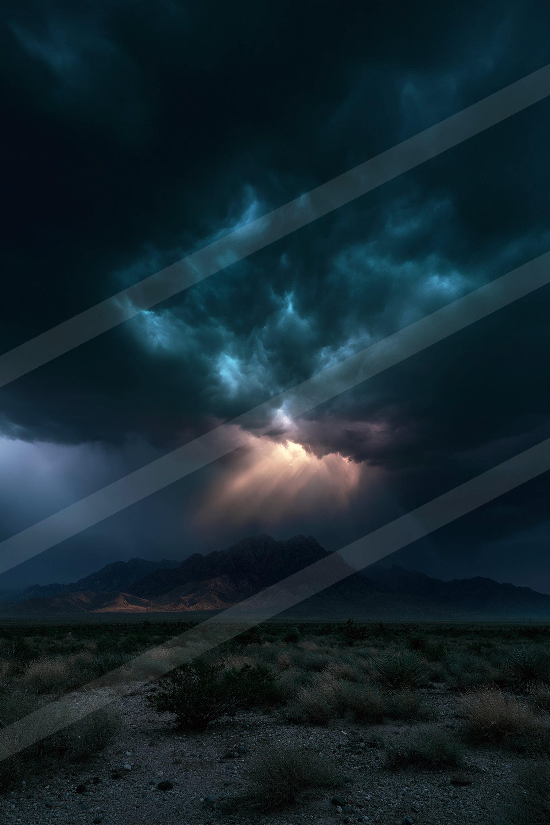 A dramatic panorama sky scene of a storm, dust.