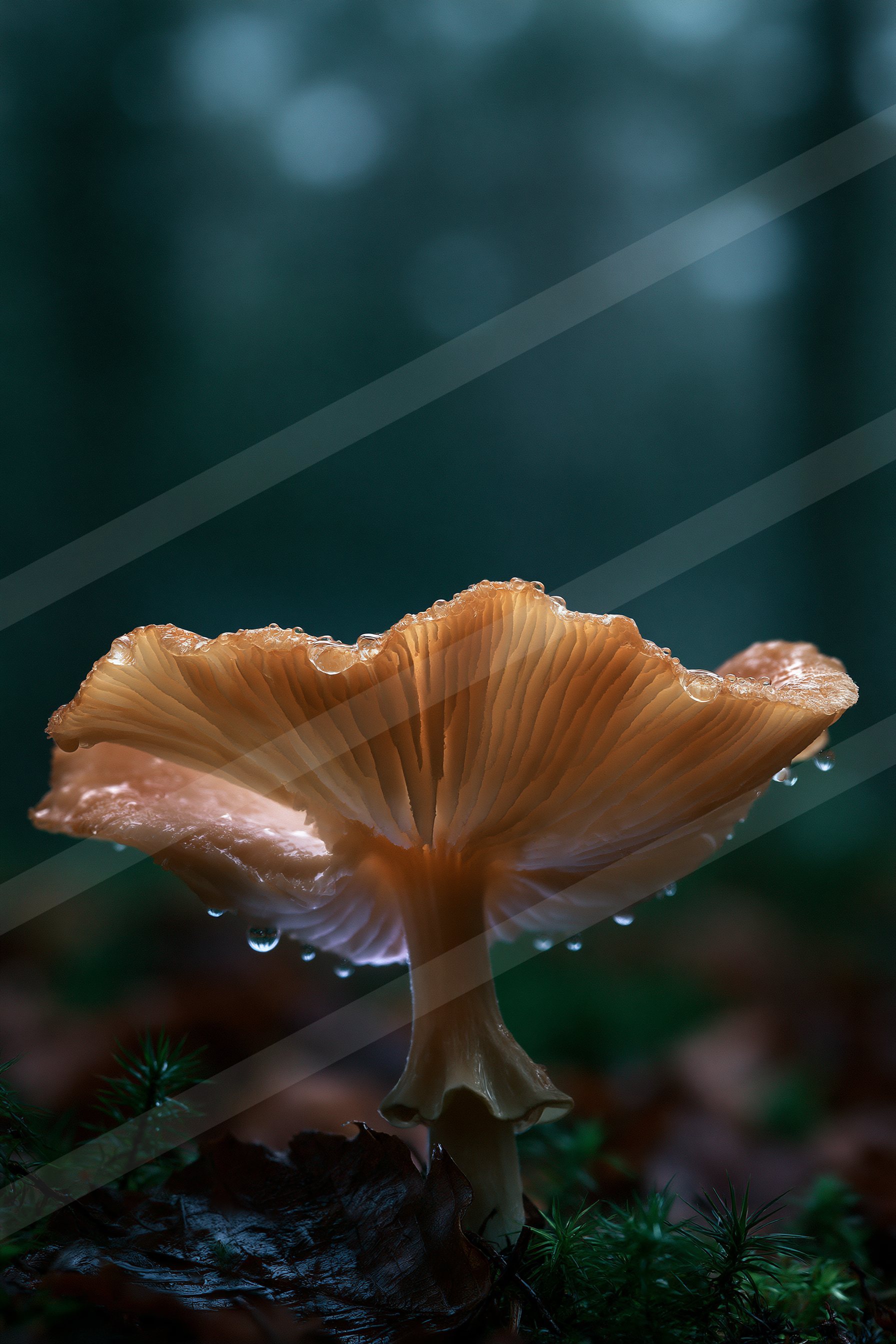 An ethereal macro nature scene of a mushroom.