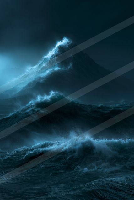 A dramatic water scene of an ocean waves.