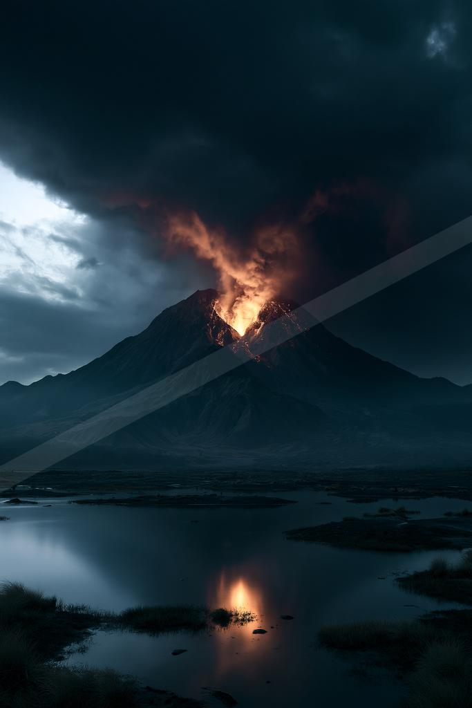A dramatic landscape of mountains.