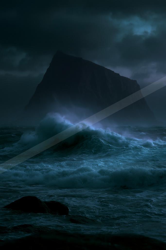 A dramatic water scene of an ocean waves.