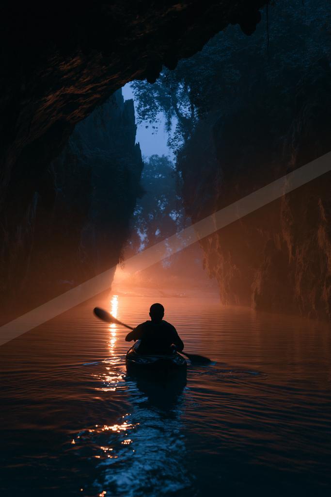 A night water scene of ocean.