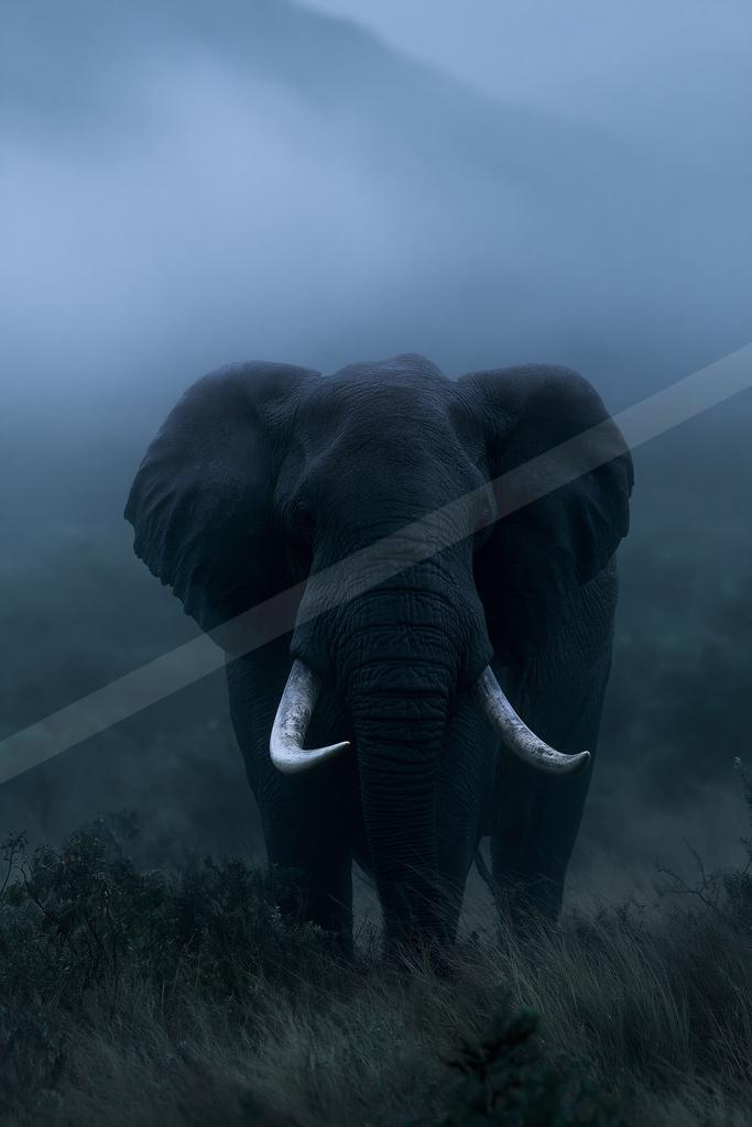 A moody wildlife photo of wildlife, fog.