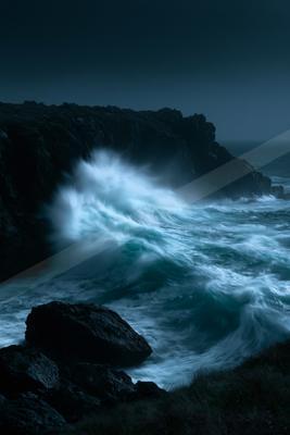 An ethereal long exposure water scene of an ocean waves, ripples.