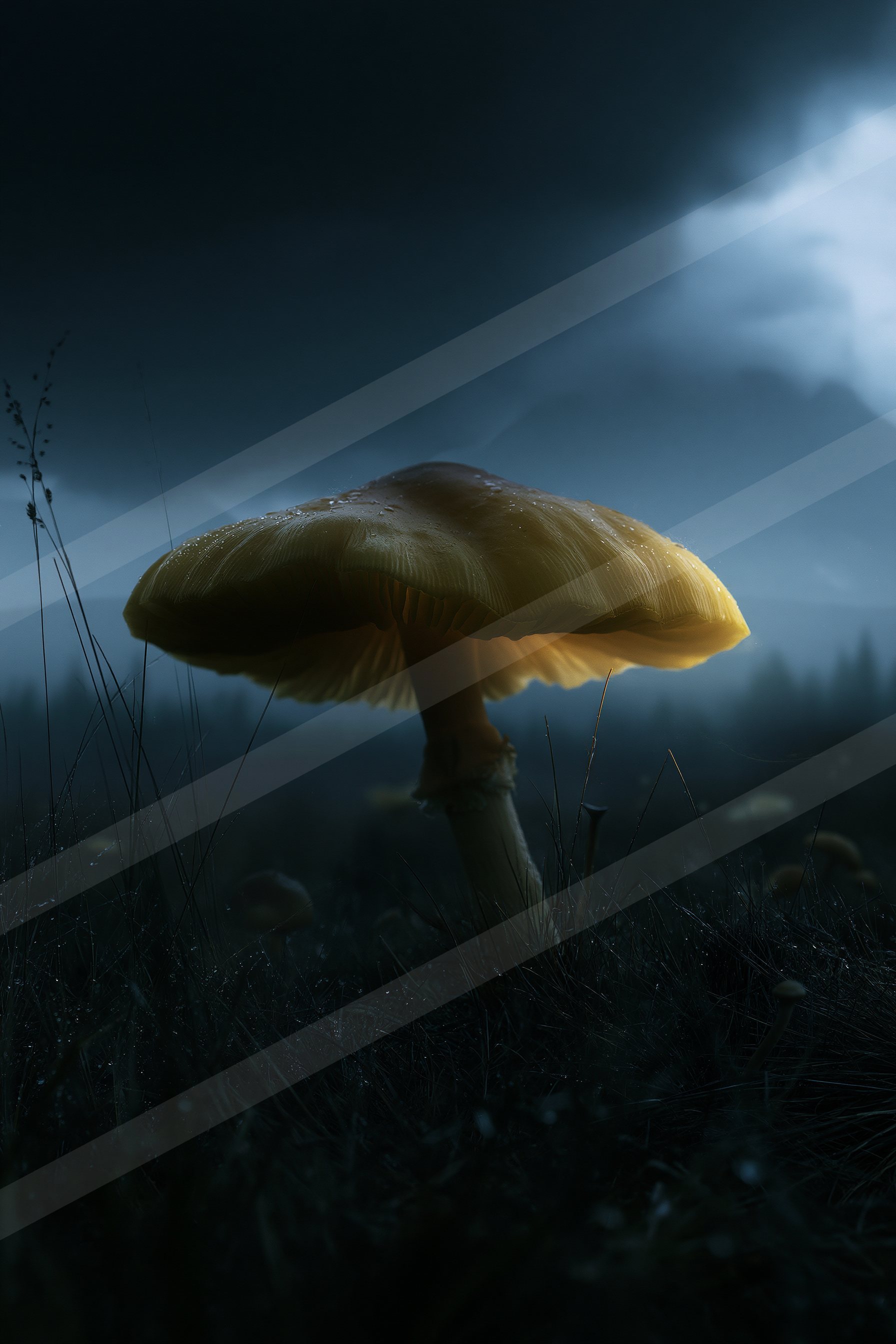 A mysterious nature scene of a mushroom.