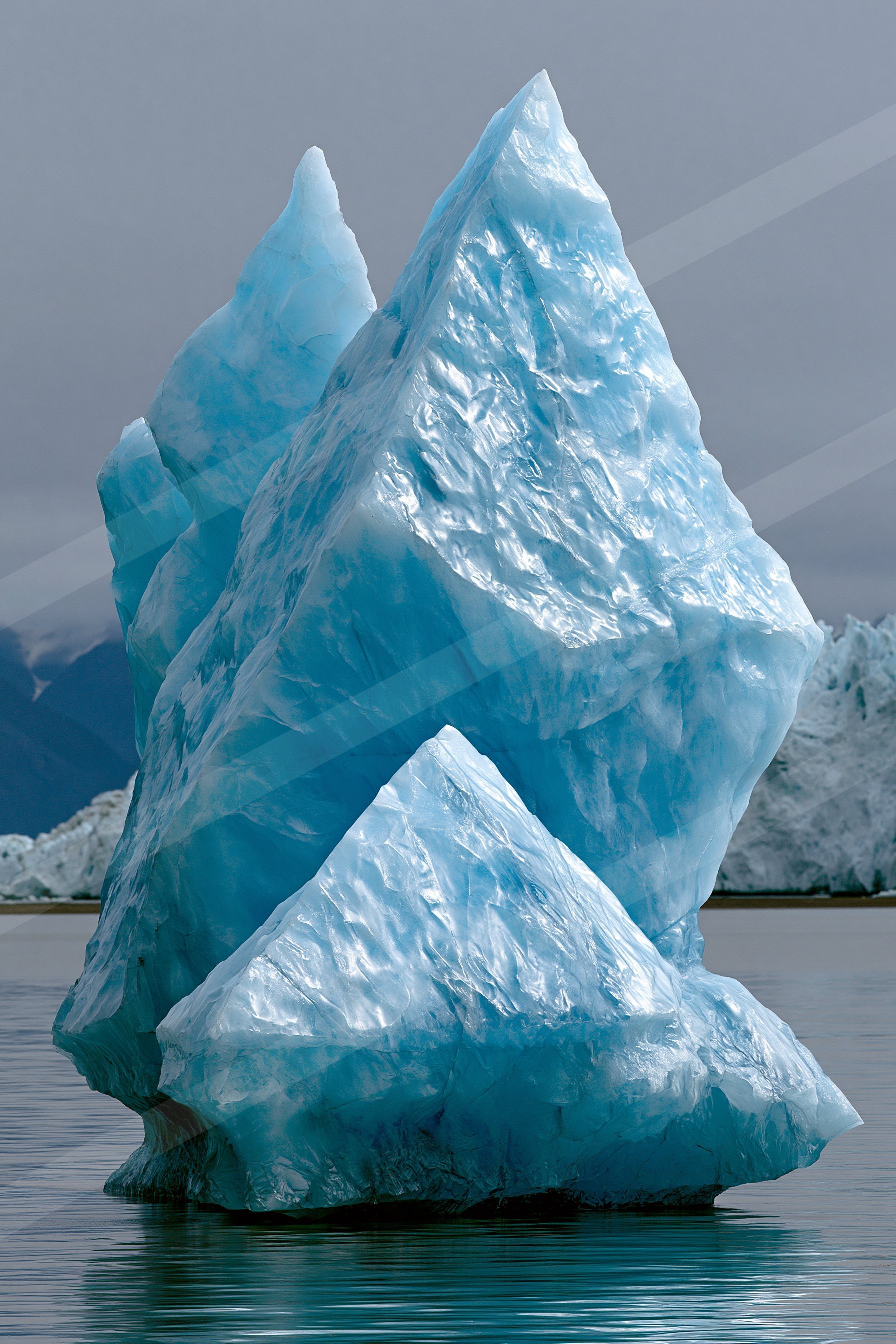 A bright symmetry landscape of a glacier, ice.