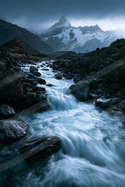 An ethereal long exposure water scene of a stream, ripples.