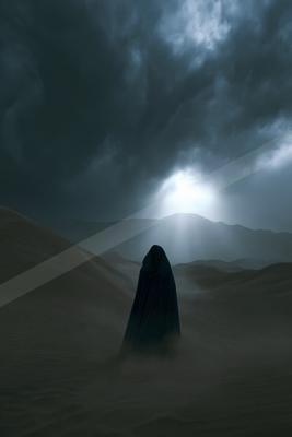 A moody landscape of desert.