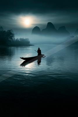 A serene water scene of lake.