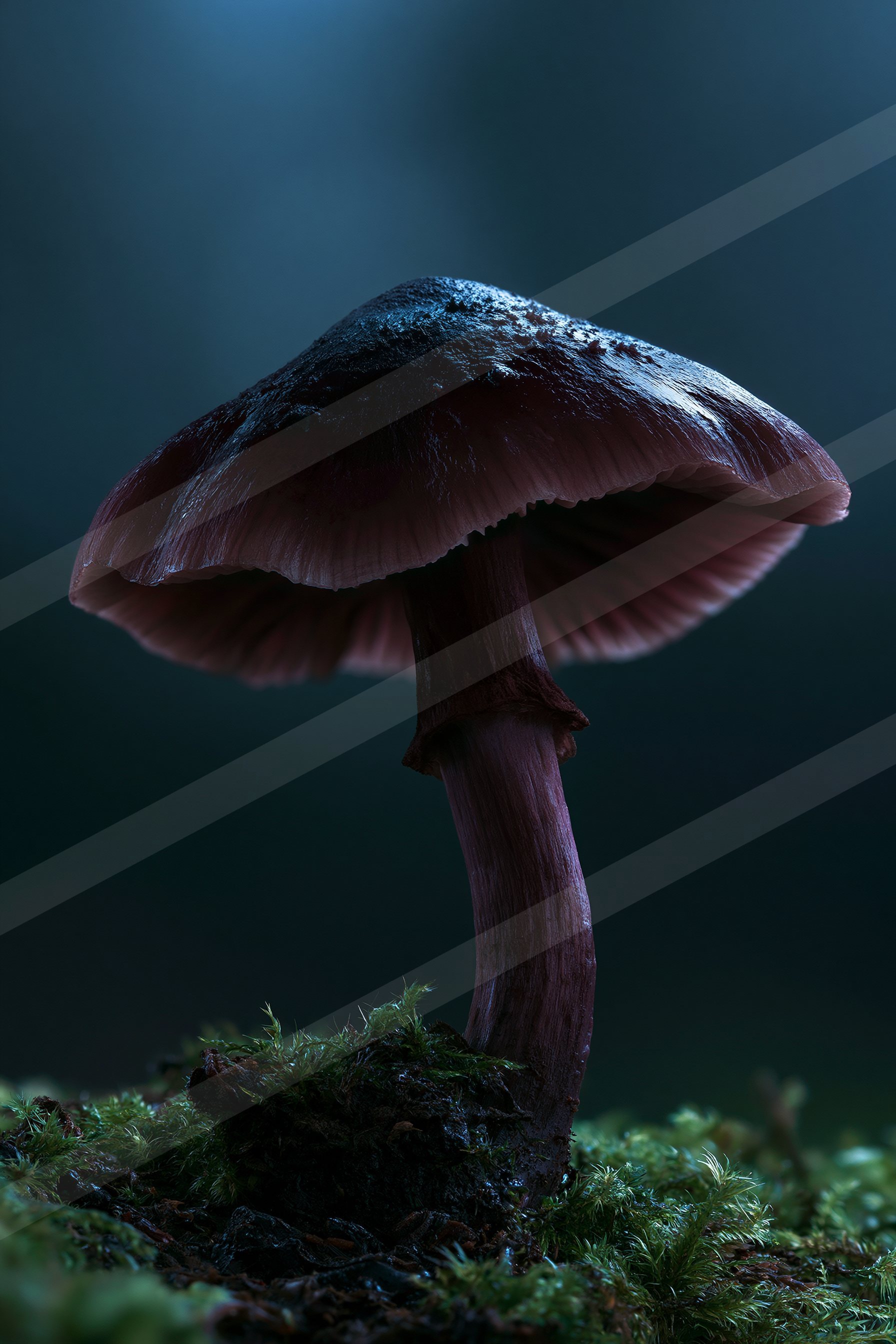 An ethereal macro nature scene of a mushroom.