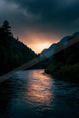 A serene water scene of river.