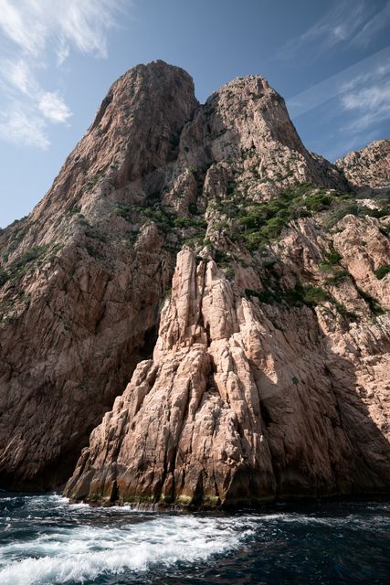 A dramatic symmetry landscape of a cliff, rocks.