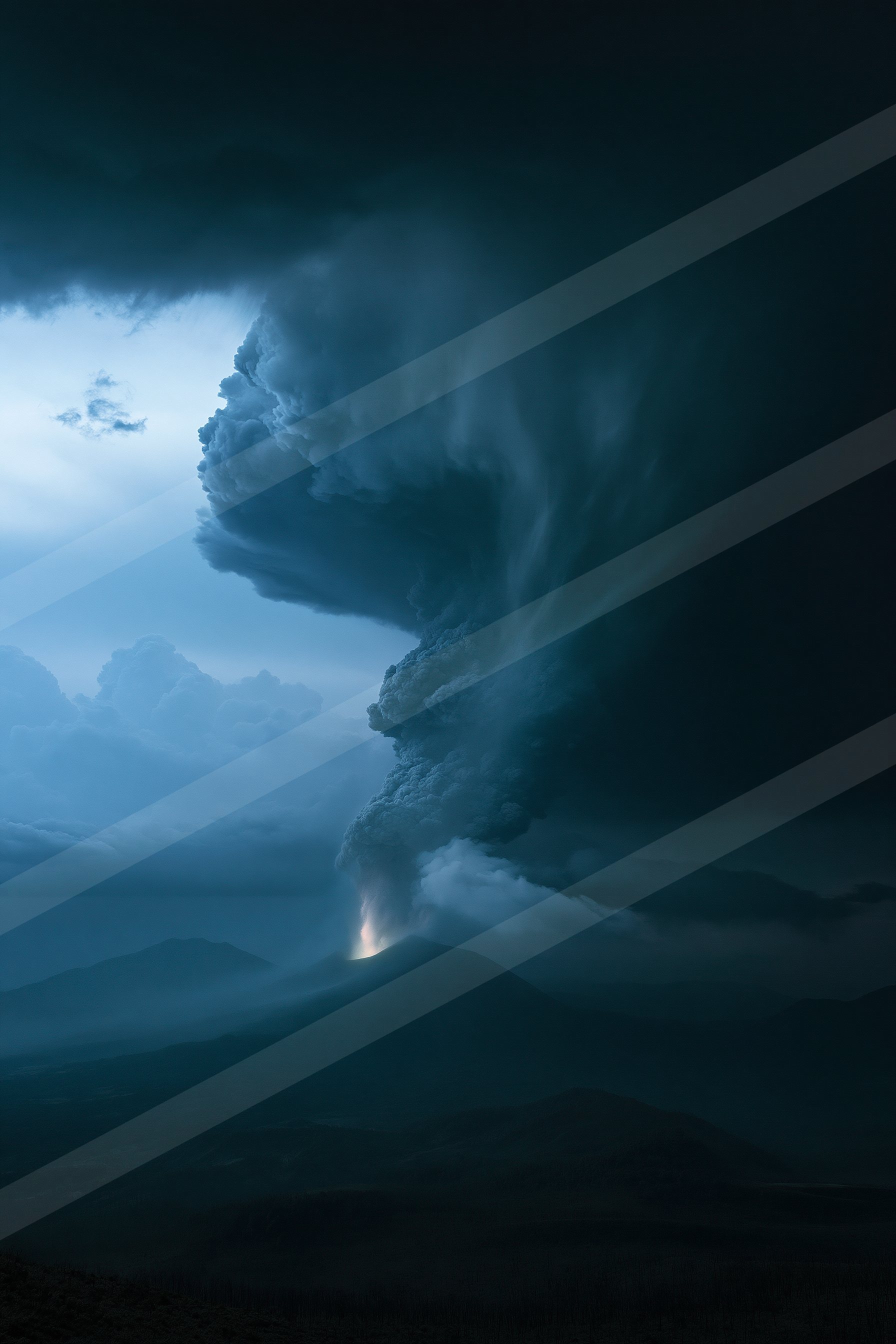 A dramatic sky scene of a storm, smoke.