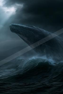 A moody water scene of ocean, storm.