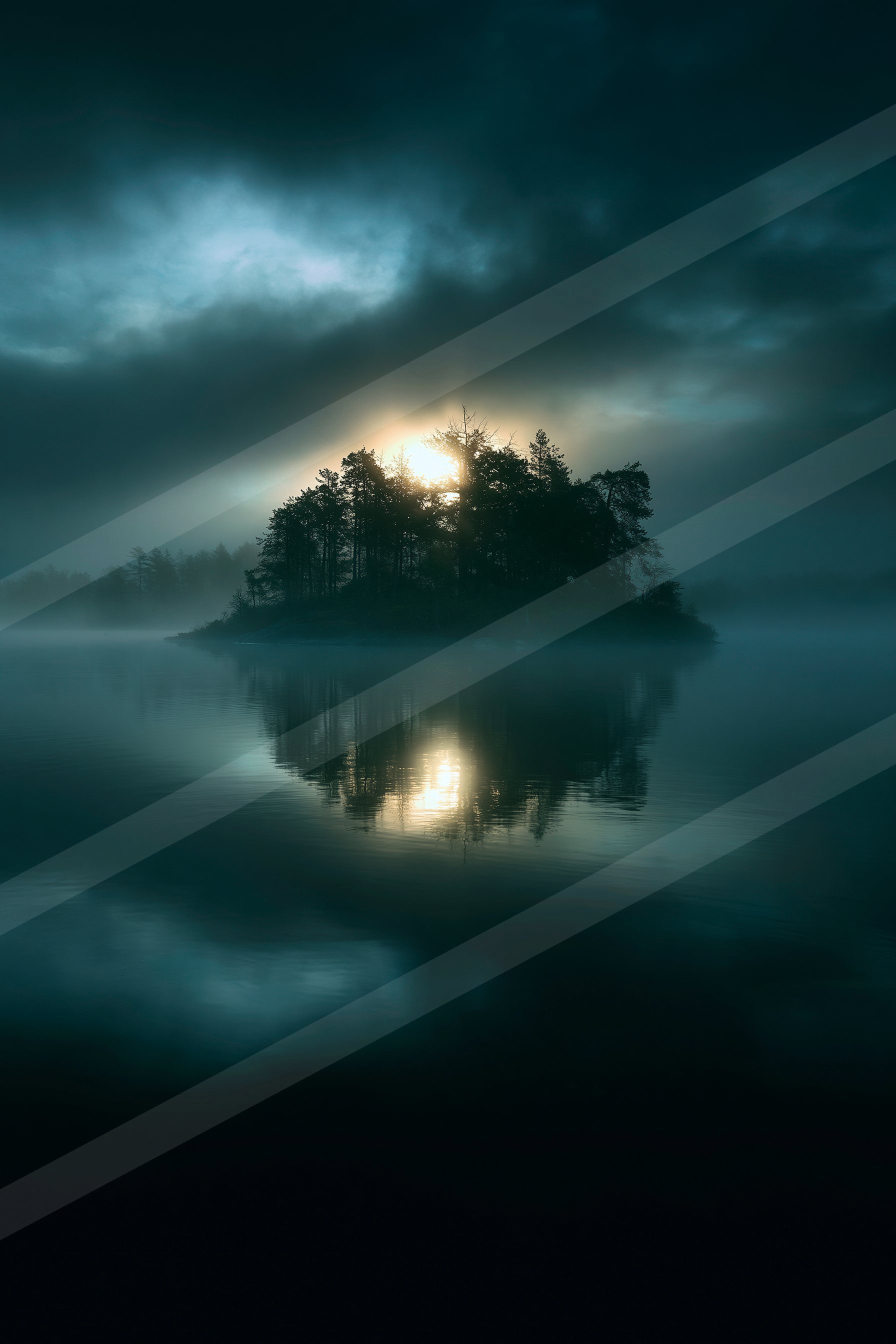 A night double exposure sky scene of a sunrise, reflection.