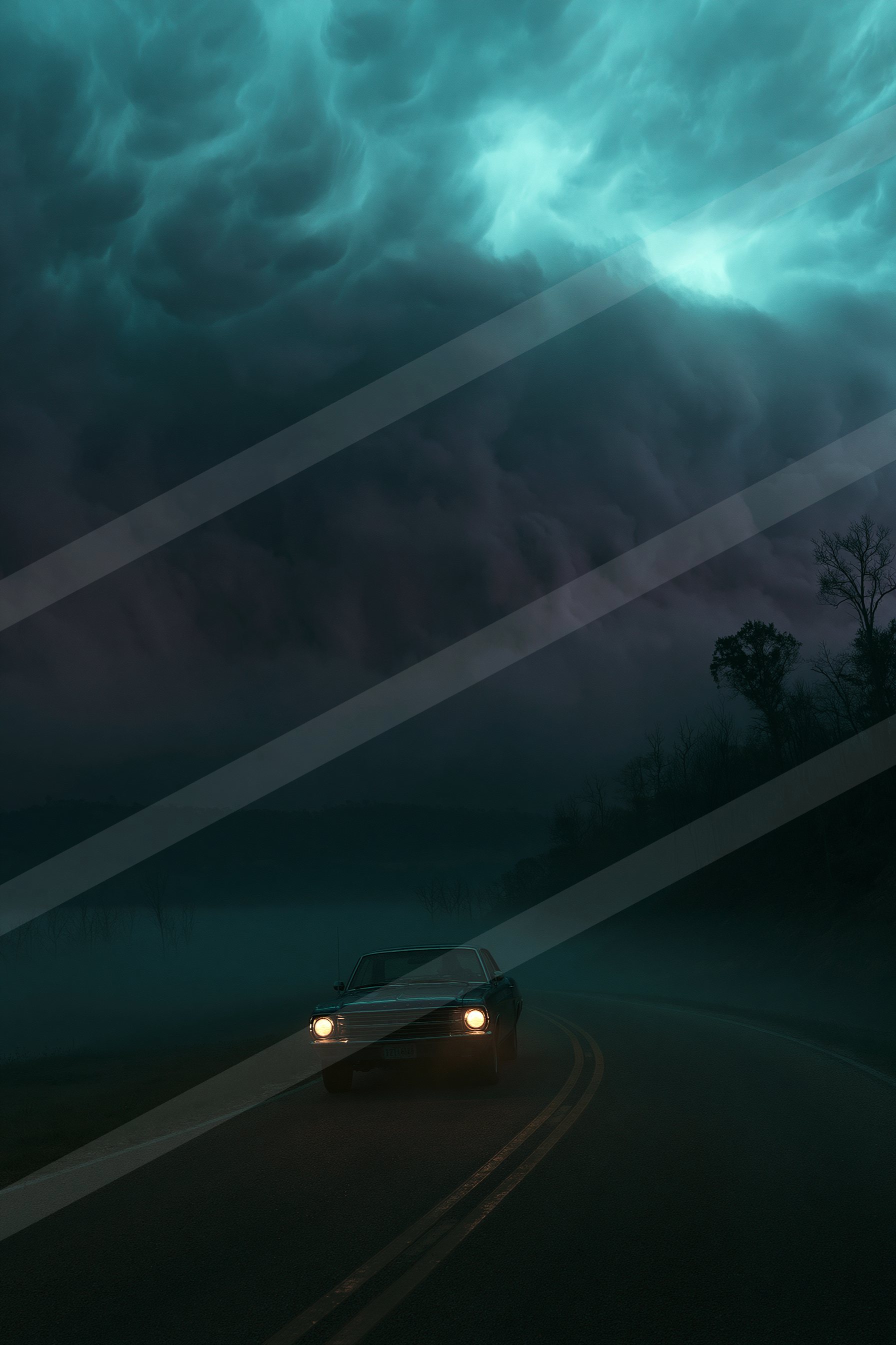 A mysterious sky scene of a storm, fog.