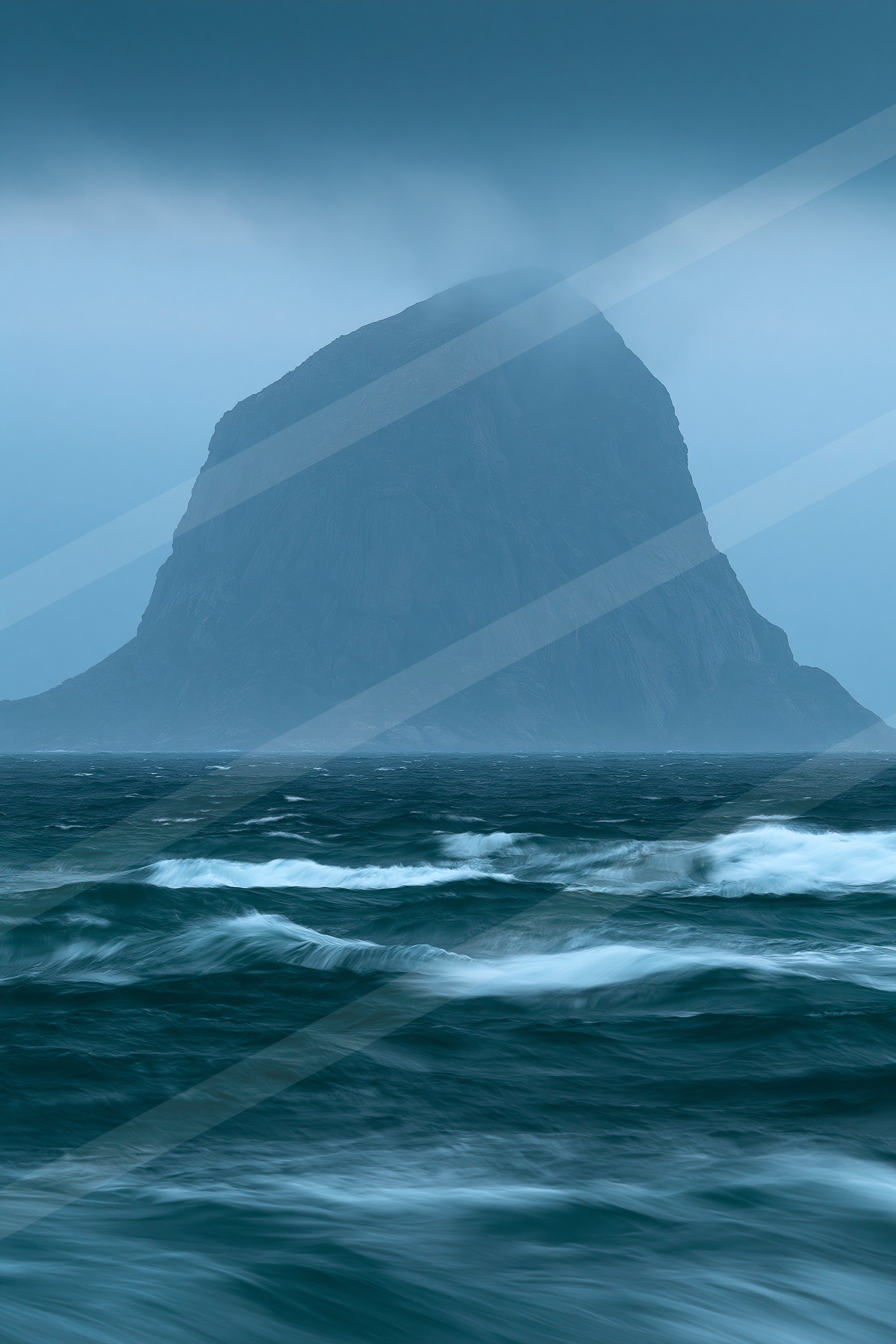 A mysterious landscape of a volcano, fog.